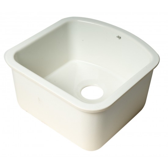 ALFI brand AB1818C 17" White Fireclay Undermount D-Shaped Kitchen Sink