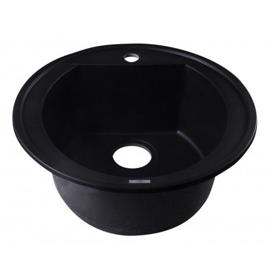 ALFI brand Black 20" Drop-In Round Granite Composite Kitchen Prep Sink