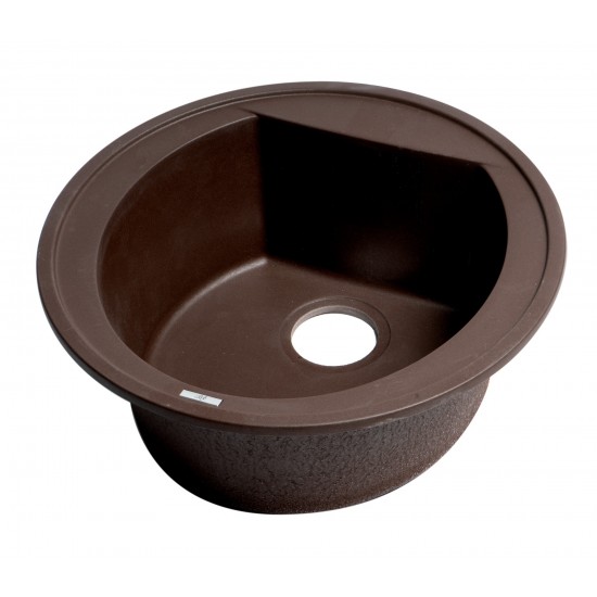 ALFI brand Chocolate 20" Drop-In Round Granite Composite Kitchen Prep Sink