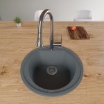 ALFI brand Titanium 20" Drop-In Round Granite Composite Kitchen Prep Sink