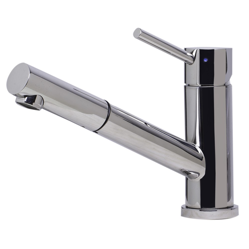 ALFI brand Solid Polished Stainless Steel Pull Out Single Hole Kitchen Faucet