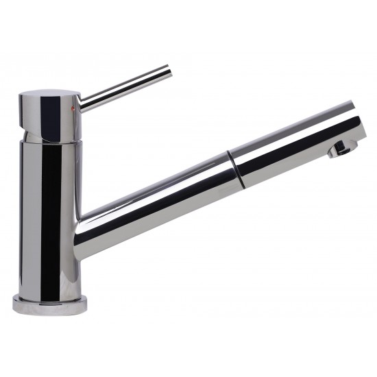 ALFI brand Solid Polished Stainless Steel Pull Out Single Hole Kitchen Faucet