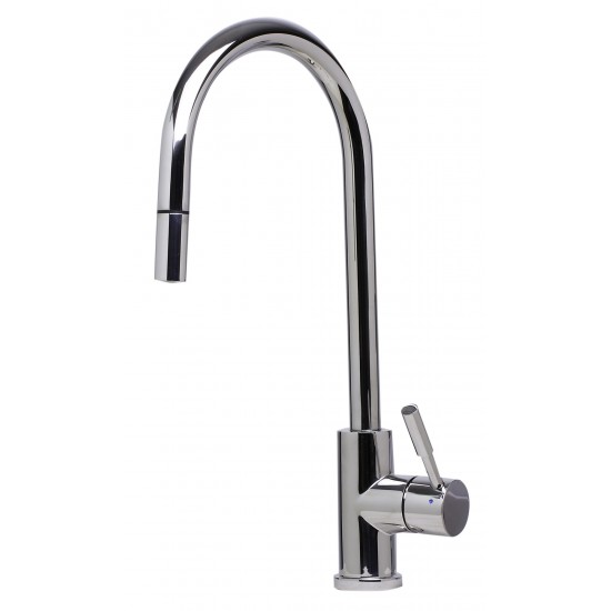 ALFI brand Solid Polished Stainless Steel Single Hole Pull Down Kitchen Faucet