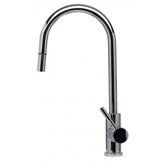 ALFI brand Solid Polished Stainless Steel Single Hole Pull Down Kitchen Faucet