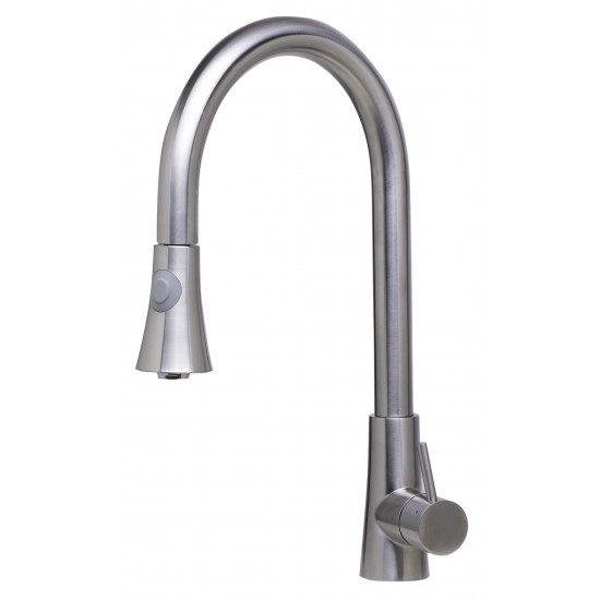 ALFI brand Solid Brushed Stainless Steel Pull Down Single Hole Kitchen Faucet