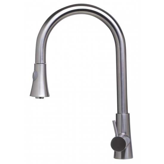 ALFI brand Solid Brushed Stainless Steel Pull Down Single Hole Kitchen Faucet