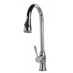 ALFI brand Traditional Solid Polished Stainless Steel Pull Down Kitchen Faucet