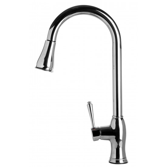 ALFI brand Traditional Solid Polished Stainless Steel Pull Down Kitchen Faucet