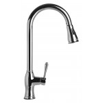 ALFI brand Traditional Solid Polished Stainless Steel Pull Down Kitchen Faucet