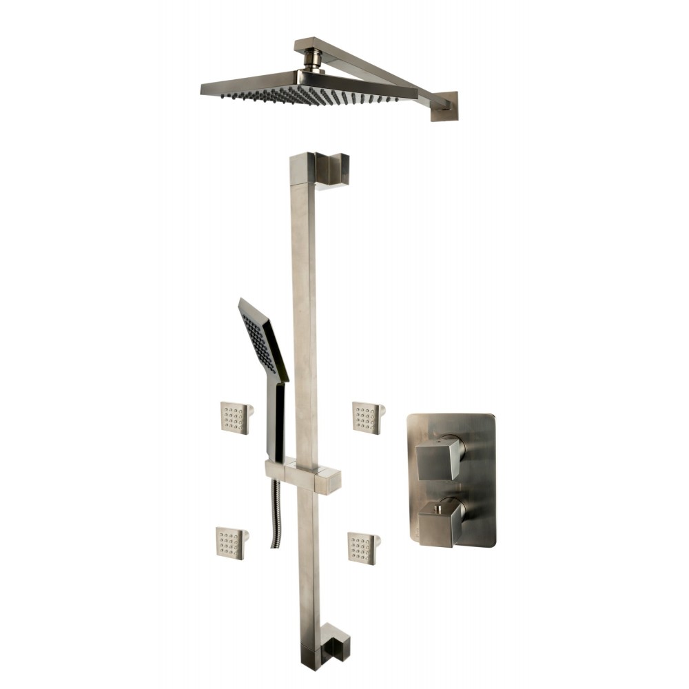 ALFI brand Brushed Nickel 3 Way Thermostatic Shower Set with Body Sprays ALFI brand Brushed Nickel 3 Way Thermostatic Shower Set with Body Sprays