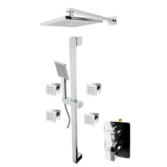 ALFI brand Polished Chrome 3 Way Thermostatic Shower Set with Body Sprays