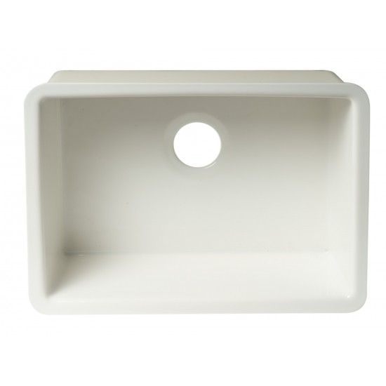 ALFI brand AB2317 23" White Fireclay Undermount Kitchen Sink