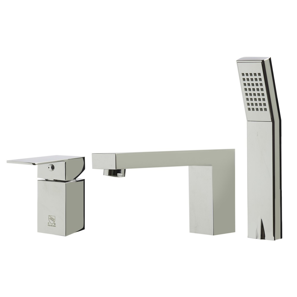 ALFI brand Deck Mounted Tub Filler and Square Hand Held Shower Head