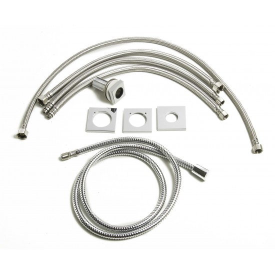ALFI brand Deck Mounted Tub Filler and Square Hand Held Shower Head