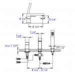 ALFI brand Deck Mounted Tub Filler and Square Hand Held Shower Head