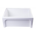 ALFI brand 24" White Arched Apron Thick Wall Fireclay Single Bowl Farm Sink