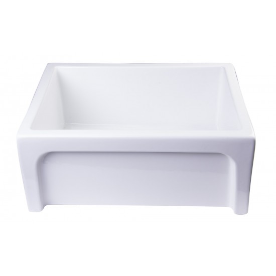 ALFI brand 24" White Arched Apron Thick Wall Fireclay Single Bowl Farm Sink