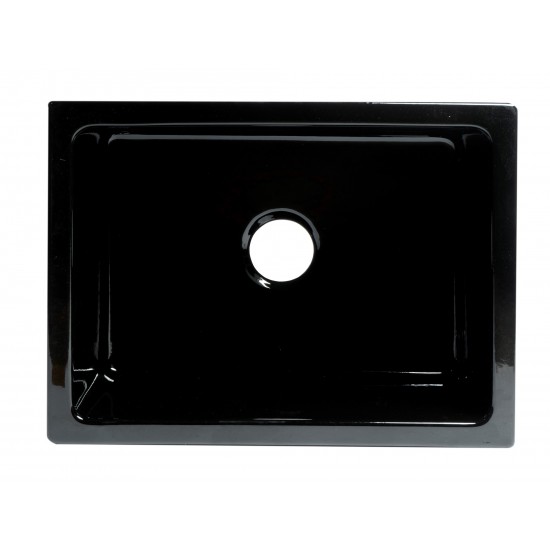 ALFI brand 24" Black Reversible Smooth / Fluted Single Bowl Fireclay Farm Sink