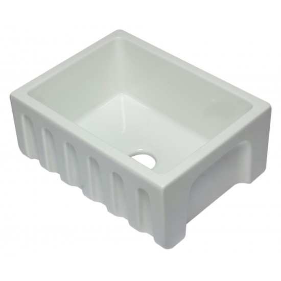 ALFI brand 24 inch Reversible Smooth / Fluted Single Bowl Fireclay Farm Sink