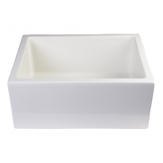 ALFI brand 24" Biscuit Smooth Thick Wall Fireclay Single Bowl Farm Sink