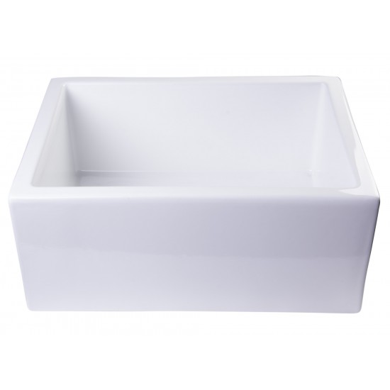ALFI brand 24" White Smooth Thick Wall Fireclay Single Bowl Farm Sink