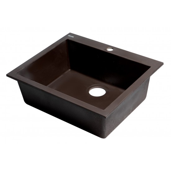 ALFI brand Chocolate 24" Drop-In Single Bowl Granite Composite Kitchen Sink
