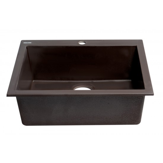 ALFI brand Chocolate 24" Drop-In Single Bowl Granite Composite Kitchen Sink