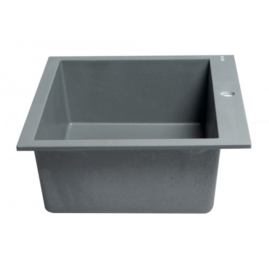 ALFI brand Titanium 24" Drop-In Single Bowl Granite Composite Kitchen Sink