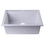 ALFI brand White 24" Drop-In Single Bowl Granite Composite Kitchen Sink