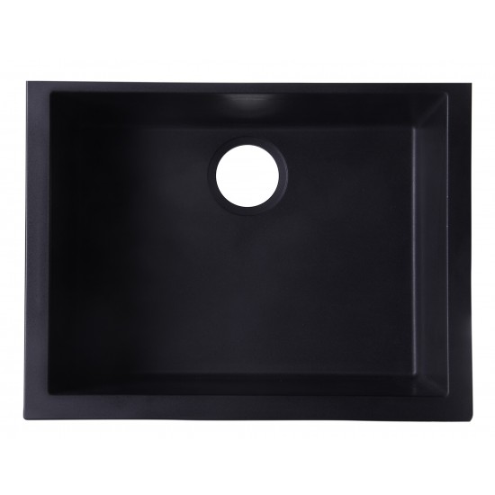 ALFI brand Black 24" Undermount Single Bowl Granite Composite Kitchen Sink