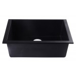 ALFI brand Black 24" Undermount Single Bowl Granite Composite Kitchen Sink