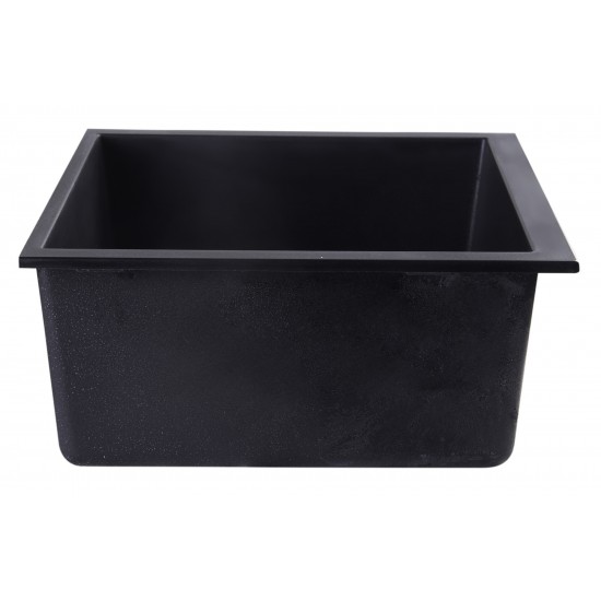 ALFI brand Black 24" Undermount Single Bowl Granite Composite Kitchen Sink