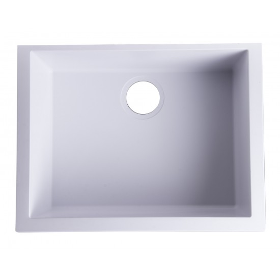 ALFI brand White 24" Undermount Single Bowl Granite Composite Kitchen Sink