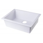 ALFI brand White 24" Undermount Single Bowl Granite Composite Kitchen Sink