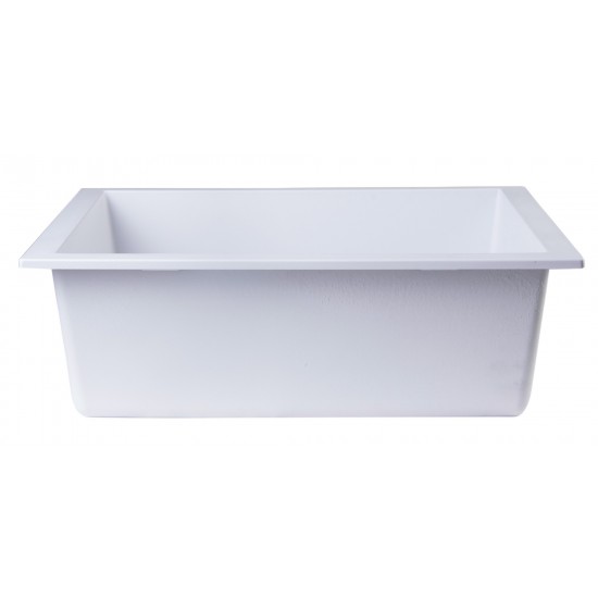 ALFI brand White 24" Undermount Single Bowl Granite Composite Kitchen Sink