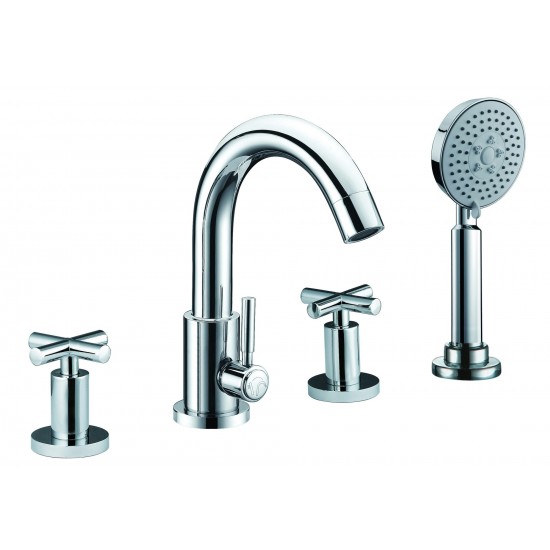 ALFI brand AB2503-PC Deck Mounted Tub Filler with Hand Held Showerhead