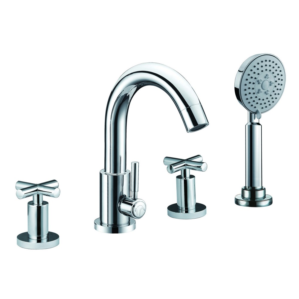 ALFI brand AB2503-PC Deck Mounted Tub Filler with Hand Held Showerhead ALFI brand AB2503-PC Deck Mounted Tub Filler with Hand Held Showerhead