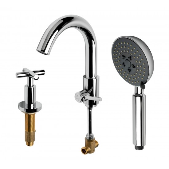 ALFI brand AB2503-PC Deck Mounted Tub Filler with Hand Held Showerhead