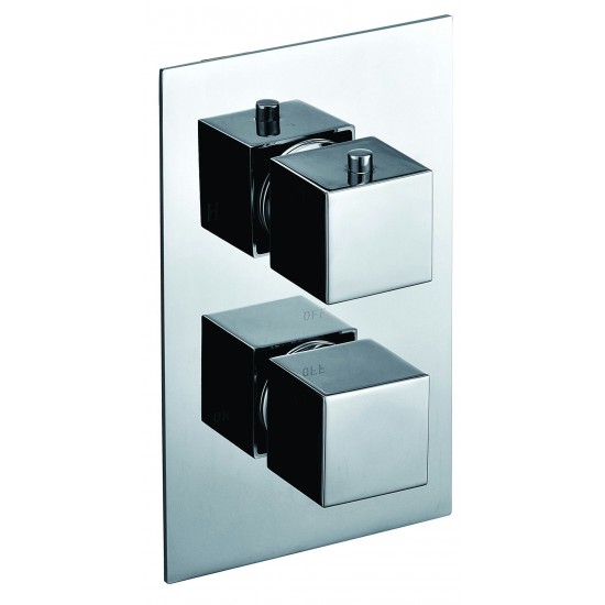 ALFI brand AB2601-PC Polished Chrome Square Knob 1 Way Thermostatic Shower Mixer