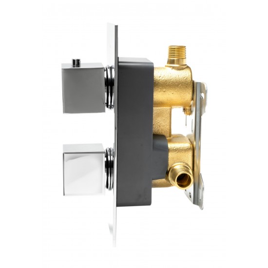 ALFI brand AB2601-PC Polished Chrome Square Knob 1 Way Thermostatic Shower Mixer