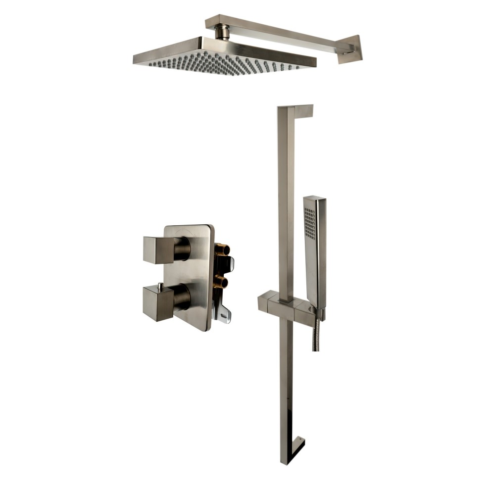 ALFI brand AB2830-BN Brushed Nickel 2 Way Thermostatic Square Shower Set ALFI brand AB2830-BN Brushed Nickel 2 Way Thermostatic Square Shower Set