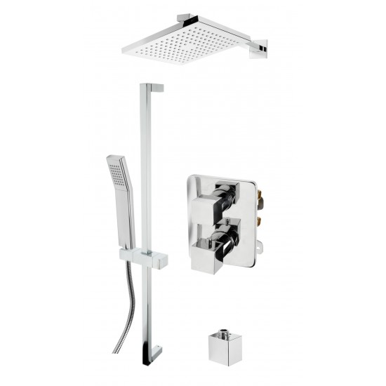 ALFI brand AB2830-PC Polished Chrome 2 Way Thermostatic Square Shower Set