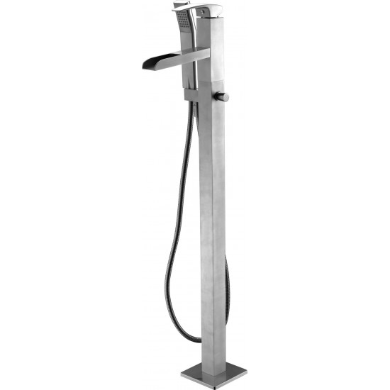 ALFI brand Brushed Nickel Single Hole Floor Mounted Waterfall Tub Filler
