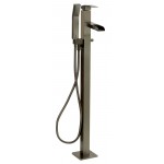 ALFI brand Brushed Nickel Single Hole Floor Mounted Waterfall Tub Filler