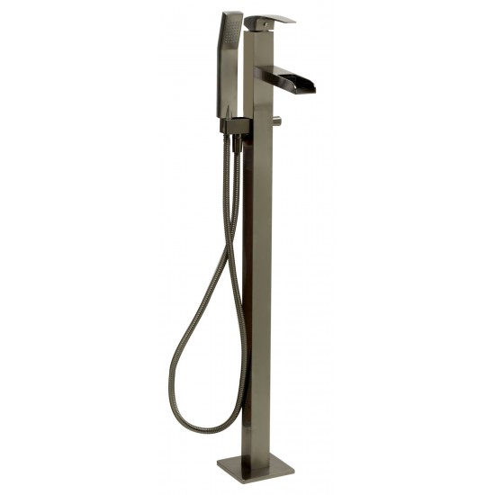 ALFI brand Brushed Nickel Single Hole Floor Mounted Waterfall Tub Filler