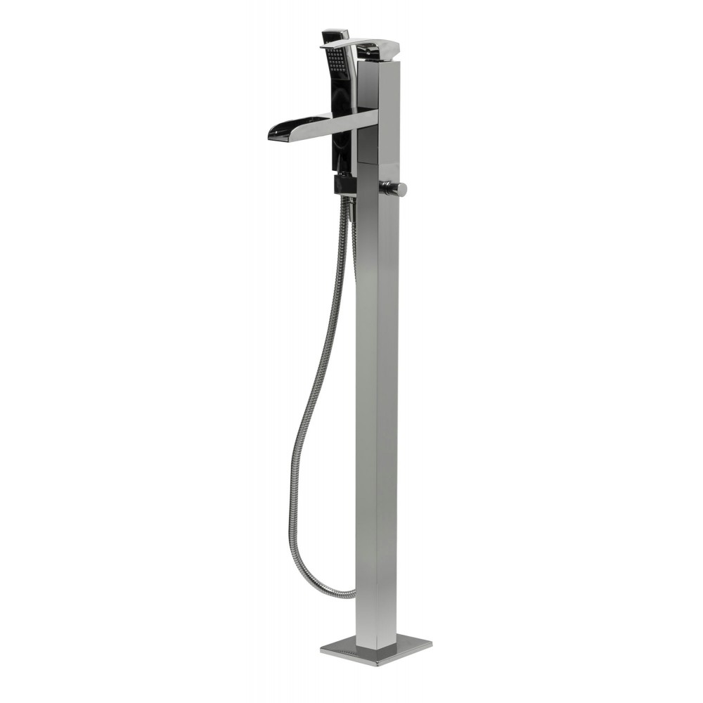 ALFI brand Polished Chrome Single Hole Floor Mounted Waterfall Tub Filler