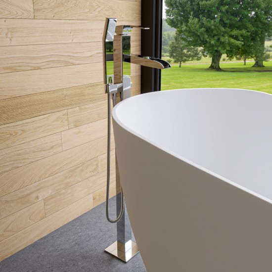 ALFI brand Polished Chrome Single Hole Floor Mounted Waterfall Tub Filler