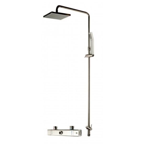 ALFI brand AB2862-BN Brushed Nickel Square Style Thermostatic Exposed Shower Set