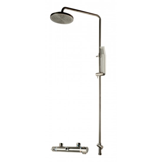 ALFI brand AB2867-BN Brushed Nickel Round Style Thermostatic Exposed Shower Set