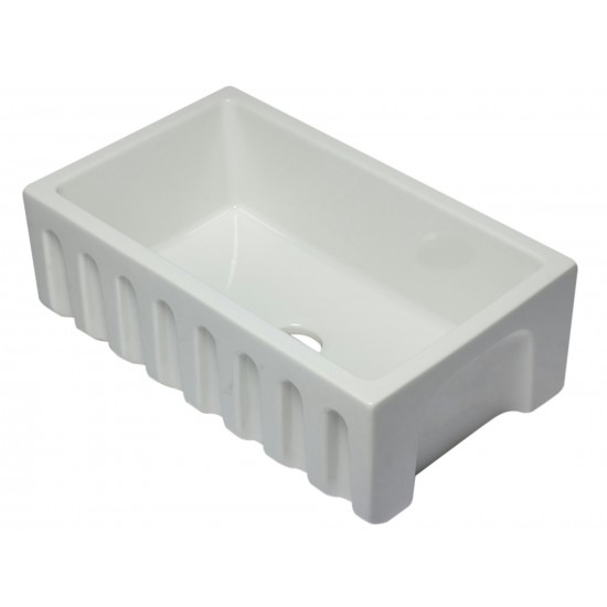 ALFI brand 30 inch Reversible Smooth / Fluted Single Bowl Fireclay Farm Sink